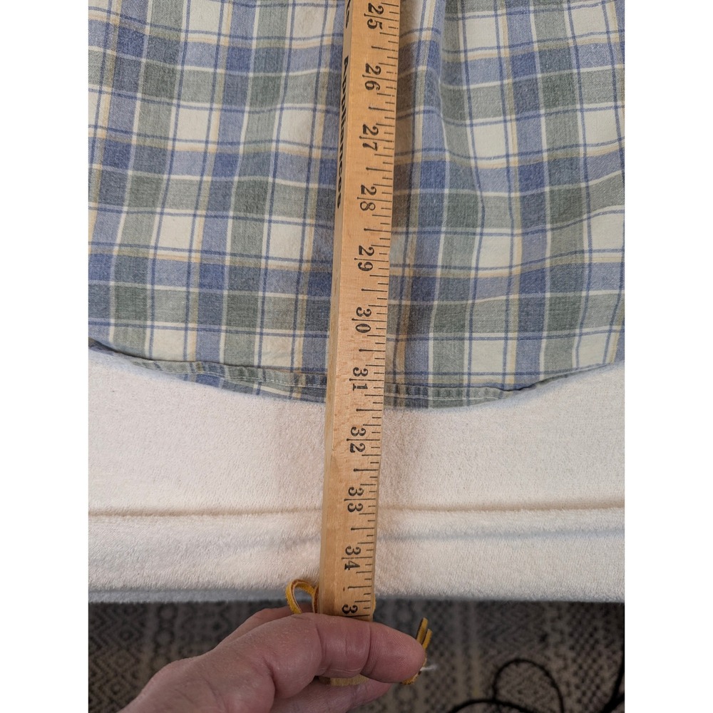 LL Bean Mens XL Brushed Scotch Traditional Plaid Button Down Shirt Blue Green - Picture 12 of 12